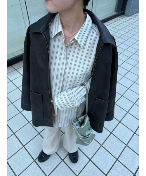 emmi（エミ）の「emmiロゴベーシックシャツ（シャツ/ブラウス・レディース・ストライプ/ピンク/ブルー・F）」の15枚目の写真