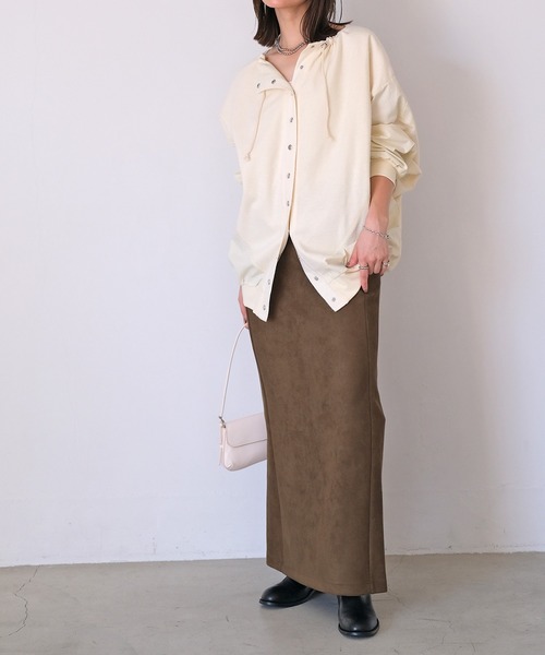 AKTE(アクテ)の「Iラインマキシスカート(スカート・レディース・ブラック系/ベージュ/オリーブ・1/2/2T)」の14枚目の写真