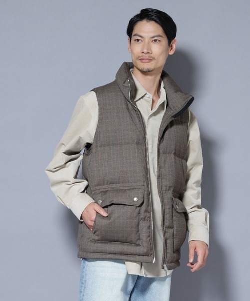 NANO universe（ナノユニバース）の「DELEGANTE エアリーサキソニー/グレンチェックTAIONダウンベスト（ダウンベスト・メンズ・チャコール/ベージュ/その他1/その他2・L/M）」の3枚目の写真