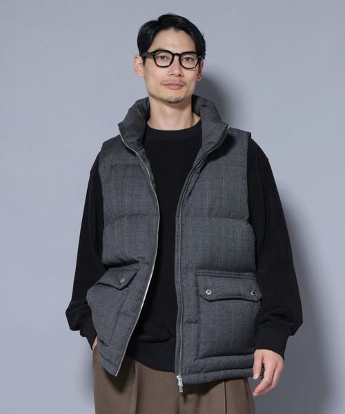 NANO universe（ナノユニバース）の「DELEGANTE エアリーサキソニー/グレンチェックTAIONダウンベスト（ダウンベスト・メンズ・チャコール/ベージュ/その他1/その他2・L/M）」の4枚目の写真