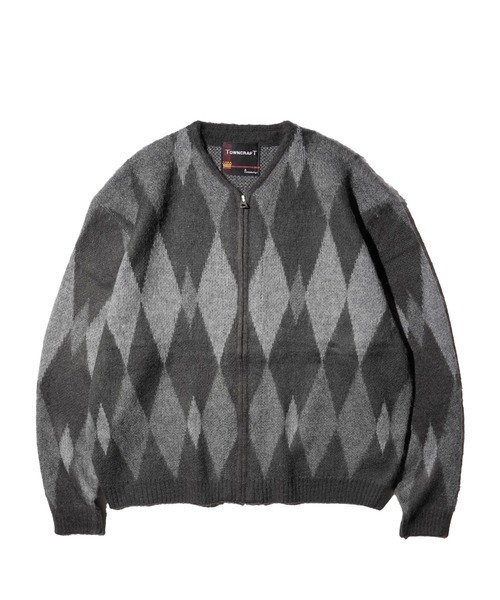 TOWNCRAFT（タウンクラフト）の「TOWNCRAFT / タウンクラフト SHAGGY VINTAGE PATTERN ZIP CARDIGAN レオパード アーガイル デイジー シャギー（カーディガン/ボレロ・メンズ・その他1/その他2/グレー/オリーブ/カーキ/グレー系その他・SMALL/MEDIUM/LARGE/X-SMALL）」の3枚目の写真