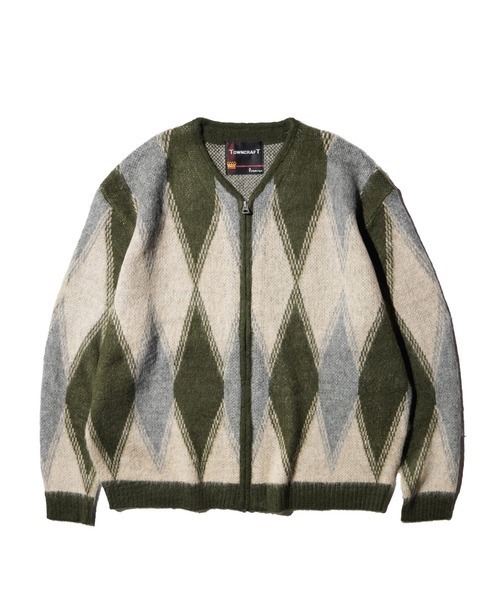 TOWNCRAFT（タウンクラフト）の「TOWNCRAFT / タウンクラフト SHAGGY VINTAGE PATTERN ZIP CARDIGAN レオパード アーガイル デイジー シャギー（カーディガン/ボレロ・メンズ・その他1/その他2/グレー/オリーブ/カーキ/グレー系その他・SMALL/MEDIUM/LARGE/X-SMALL）」の4枚目の写真