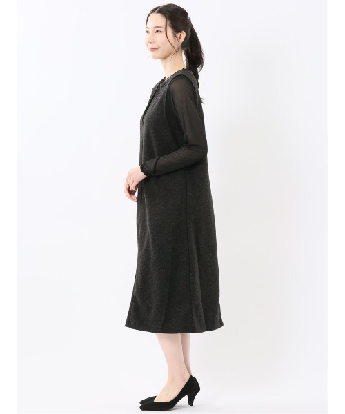 m.f.editorial（エムエフエディトリアル）の「【ストレッチ ウォッシャブル】タカキューレディース ウーリッシュ ジャンスカ(セットアップ可能)（ジャンパースカート・レディース・チャコールグレー/ブラウン・MEDIUM/LARGE）」の12枚目の写真