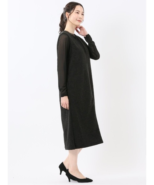 m.f.editorial（エムエフエディトリアル）の「【ストレッチ ウォッシャブル】タカキューレディース ウーリッシュ ジャンスカ(セットアップ可能)（ジャンパースカート・レディース・チャコールグレー/ブラウン・MEDIUM/LARGE）」の14枚目の写真