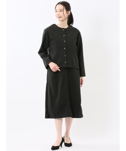 m.f.editorial（エムエフエディトリアル）の「【ストレッチ ウォッシャブル】タカキューレディース ウーリッシュ ジャンスカ(セットアップ可能)（ジャンパースカート・レディース・チャコールグレー/ブラウン・MEDIUM/LARGE）」の15枚目の写真