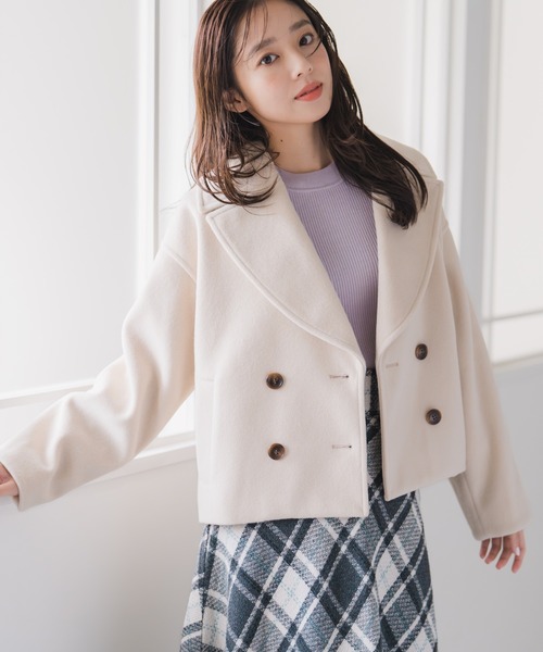 MISCH MASCH(ミッシュマッシュ)の「ミニシャギービックカラーコート(チェスターコート・レディース・アイボリー/グレー・フリ-)」の19枚目の写真