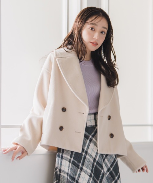 MISCH MASCH(ミッシュマッシュ)の「ミニシャギービックカラーコート(チェスターコート・レディース・アイボリー/グレー・フリ-)」の18枚目の写真