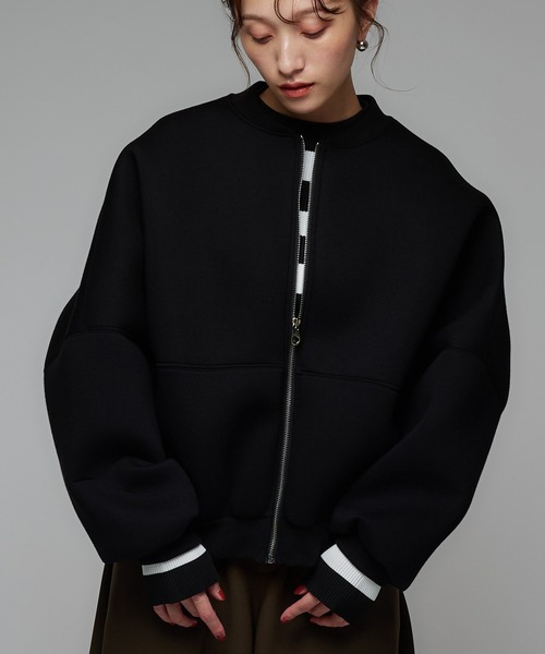 セール】ボンディングブルゾンジャケット/オーバージップジャケット