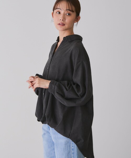 Jayro(ジャイロ)の「マイクロコール裾タックブラウス(シャツ/ブラウス・レディース・ピンク/ベージュ/ブラック/ブルー・M)」の6枚目の写真