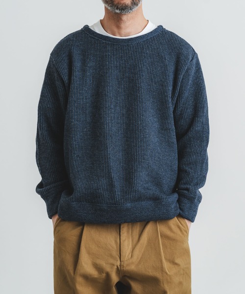 quadro（クオドロ）の「ホットレイワッフルクルーネックプルオーバー（Tシャツ/カットソー・メンズ・ブラック/ブルーグレー/グレイッシュベージュ・MEDIUM/LARGE）」の10枚目の写真