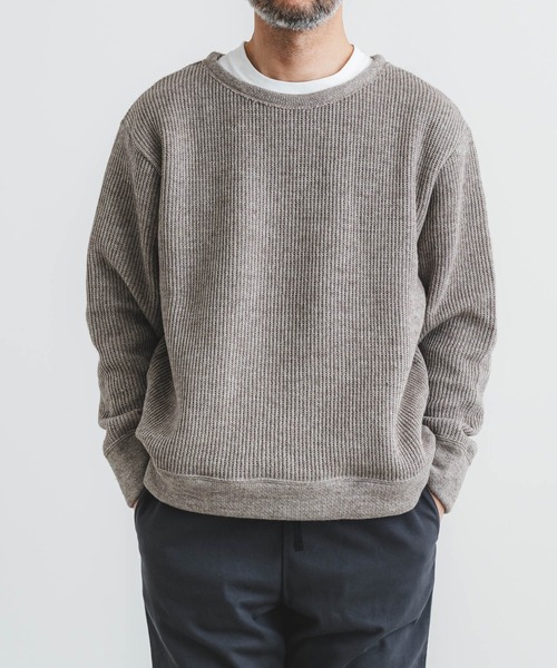 quadro（クオドロ）の「ホットレイワッフルクルーネックプルオーバー（Tシャツ/カットソー・メンズ・ブラック/ブルーグレー/グレイッシュベージュ・MEDIUM/LARGE）」の14枚目の写真