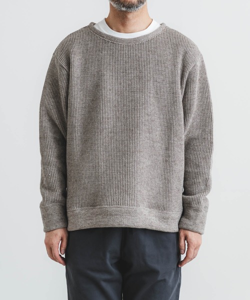 quadro（クオドロ）の「ホットレイワッフルクルーネックプルオーバー（Tシャツ/カットソー・メンズ・ブラック/ブルーグレー/グレイッシュベージュ・MEDIUM/LARGE）」の7枚目の写真