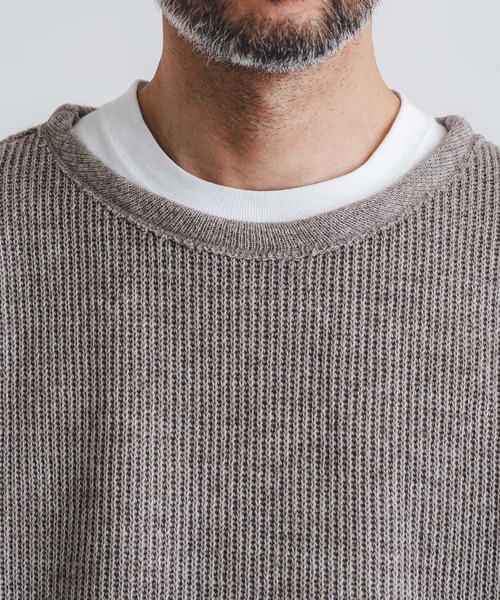 quadro（クオドロ）の「ホットレイワッフルクルーネックプルオーバー（Tシャツ/カットソー・メンズ・ブラック/ブルーグレー/グレイッシュベージュ・MEDIUM/LARGE）」の12枚目の写真