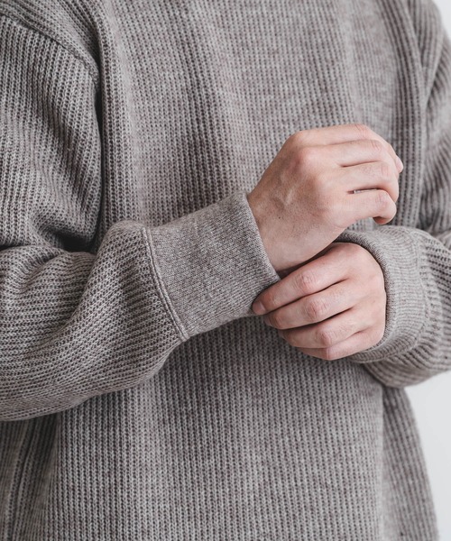 quadro（クオドロ）の「ホットレイワッフルクルーネックプルオーバー（Tシャツ/カットソー・メンズ・ブラック/ブルーグレー/グレイッシュベージュ・MEDIUM/LARGE）」の4枚目の写真