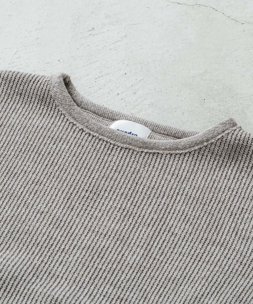 quadro（クオドロ）の「ホットレイワッフルクルーネックプルオーバー（Tシャツ/カットソー・メンズ・ブラック/ブルーグレー/グレイッシュベージュ・MEDIUM/LARGE）」の18枚目の写真