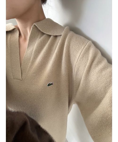 LACOSTE（ラコステ）の「LACOSTE/スキッパーニットワンピース（ワンピース・レディース・オフホワイト/グレー/ベージュ・F）」の16枚目の写真