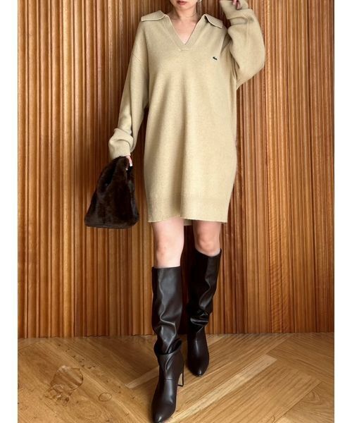 LACOSTE（ラコステ）の「LACOSTE/スキッパーニットワンピース（ワンピース・レディース・オフホワイト/グレー/ベージュ・F）」の17枚目の写真