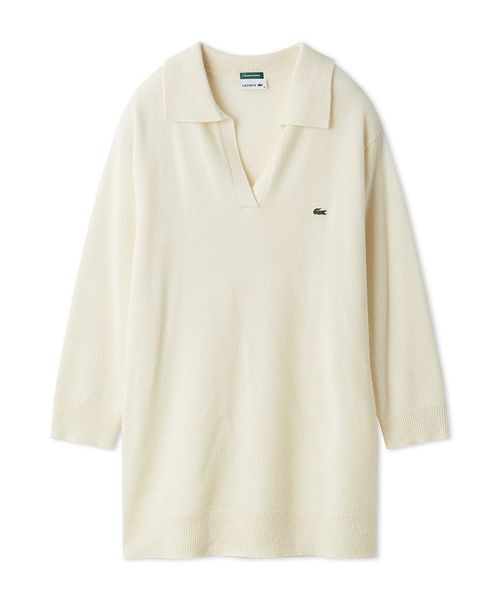 LACOSTE（ラコステ）の「LACOSTE/スキッパーニットワンピース（ワンピース・レディース・オフホワイト/グレー/ベージュ・F）」の7枚目の写真