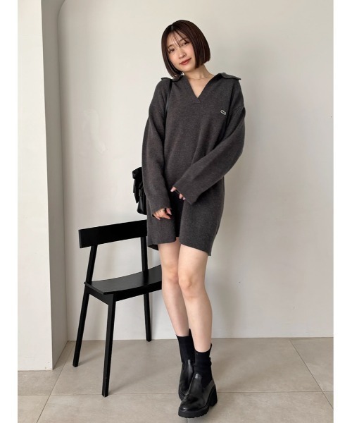 LACOSTE snidel ワンピース SNIDEL（スナイデル） ワンピース LACOSTE/スキッパーニットワンピース