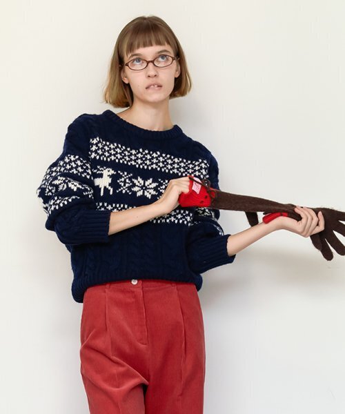 RONRON（ロンロン）の「NORDIC CABLE KNIT NAVY（ニット/セーター・レディース・その他・FREE）」の3枚目の写真