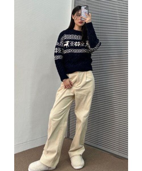 RONRON（ロンロン）の「NORDIC CABLE KNIT NAVY（ニット/セーター・レディース・その他・FREE）」の5枚目の写真