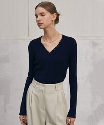 BUTTON SLIM KNIT CARDIGAN_NAVY
