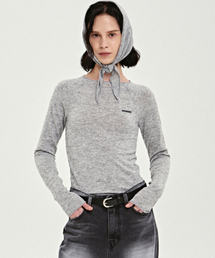 RAGLAN TOP SCARF KNIT SET_GRAY