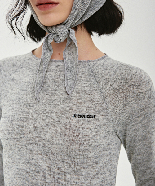NICK&NICOLE（ニックアンドニコール）の「RAGLAN TOP SCARF KNIT SET_GRAY（Tシャツ/カットソー・レディース・その他・FREE）」の2枚目の写真