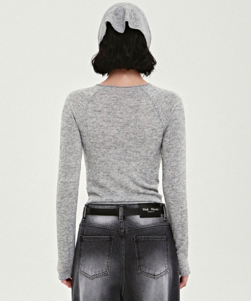NICK&NICOLE（ニックアンドニコール）の「RAGLAN TOP SCARF KNIT SET_GRAY（Tシャツ/カットソー・レディース・その他・FREE）」の3枚目の写真