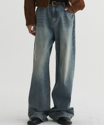 ストライプデニムパンツブルー