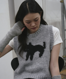 THE GREEN LAB（ザグリーンラボ）の「ネコジャカードベストベスト [メランジグレー]（ベスト）」