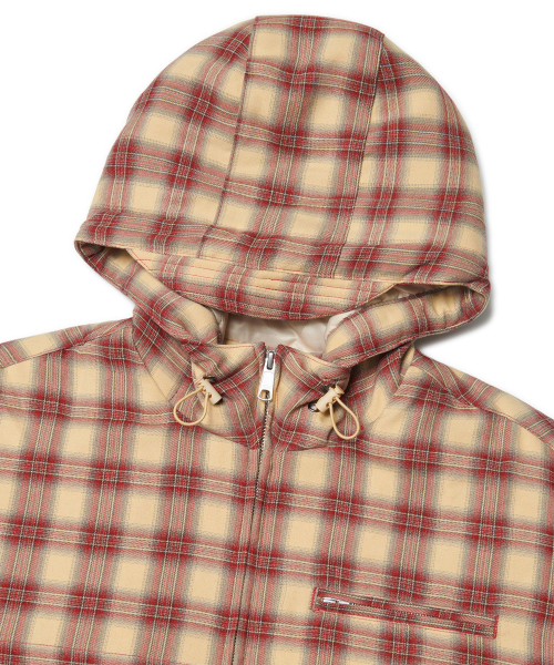 NOMANUAL(NOMANUAL)の「CHECK HOODED JACKET - BURGUNDY(その他アウター・レディース・その他・MEDIUM/LARGE/SMALL)」の5枚目の写真