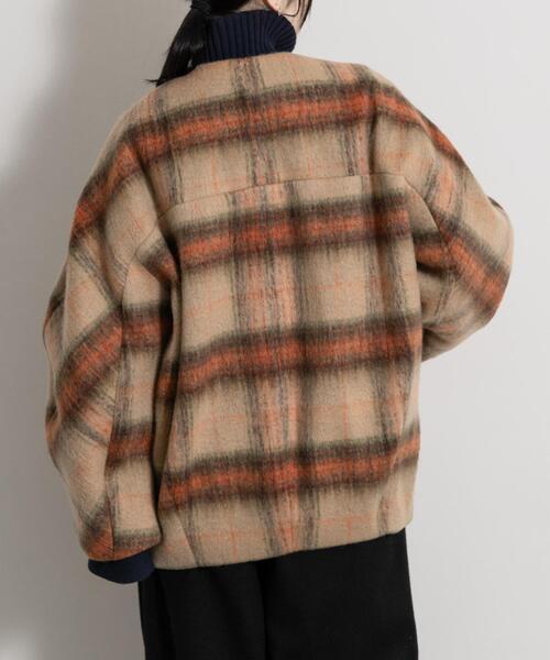 THE GOODLAND MARKET（ザグッドランドマーケット）の「cwtch　CHECK MIDDLE COAT（ノーカラージャケット・レディース・ベージュ系その他/ブルー系その他・FREE）」の20枚目の写真