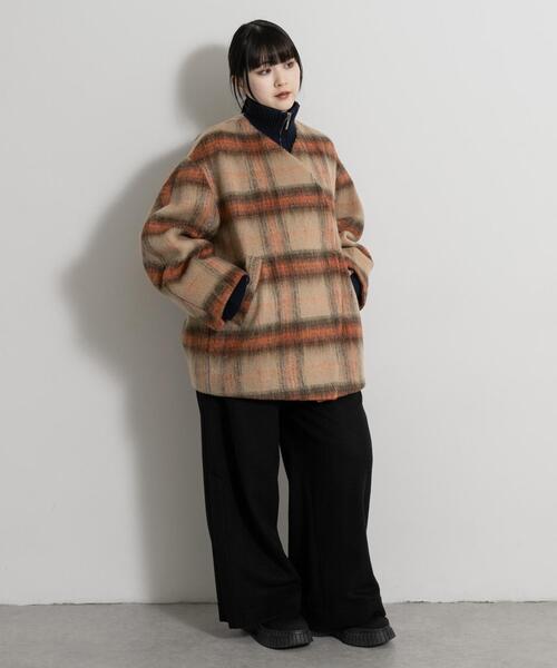 THE GOODLAND MARKET（ザグッドランドマーケット）の「cwtch　CHECK MIDDLE COAT（ノーカラージャケット・レディース・ベージュ系その他/ブルー系その他・FREE）」の18枚目の写真
