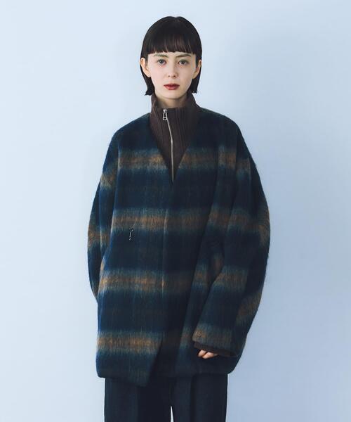 THE GOODLAND MARKET（ザグッドランドマーケット）の「cwtch　CHECK MIDDLE COAT（ノーカラージャケット・レディース・ベージュ系その他/ブルー系その他・FREE）」の13枚目の写真