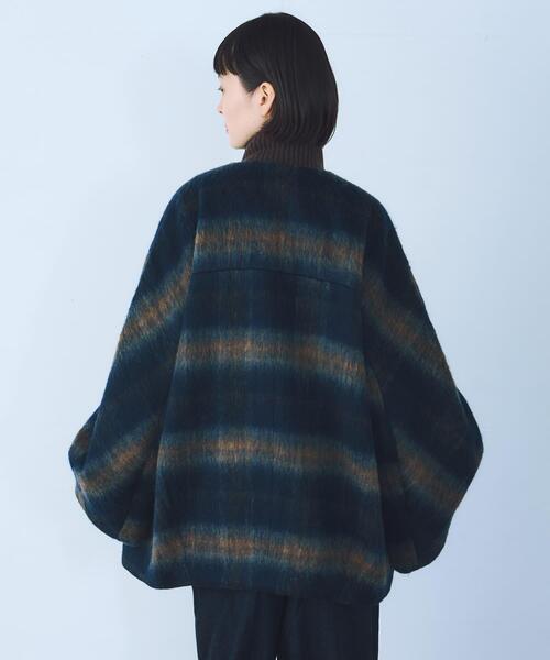 THE GOODLAND MARKET（ザグッドランドマーケット）の「cwtch　CHECK MIDDLE COAT（ノーカラージャケット・レディース・ベージュ系その他/ブルー系その他・FREE）」の10枚目の写真
