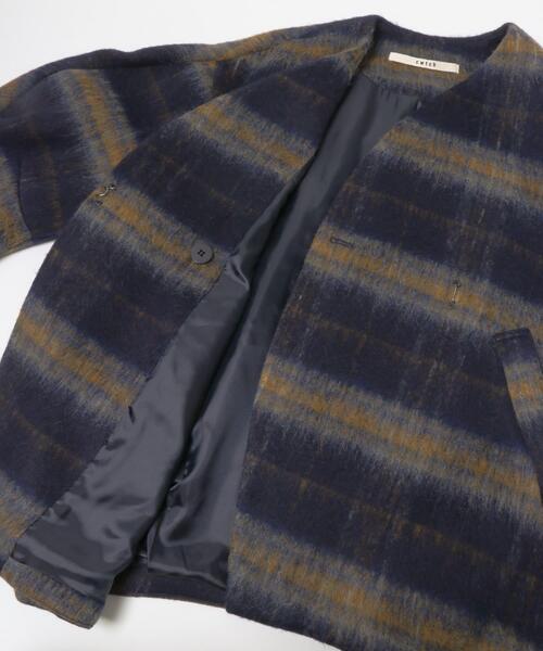 THE GOODLAND MARKET（ザグッドランドマーケット）の「cwtch　CHECK MIDDLE COAT（ノーカラージャケット・レディース・ベージュ系その他/ブルー系その他・FREE）」の7枚目の写真