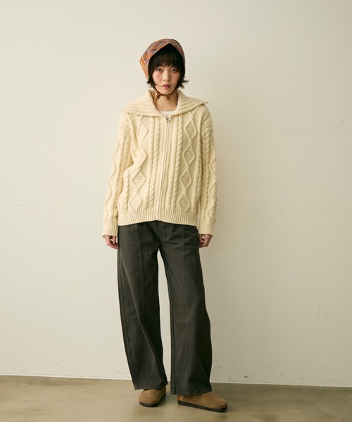 セール】cable zip knit / ケーブルジップニット（カーディガン/ボレロ