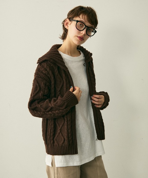 セール】cable zip knit / ケーブルジップニット(カーディガン/ボレロ セール】cable zip knit / ケーブルジップニット(カーディガン/ボレロ