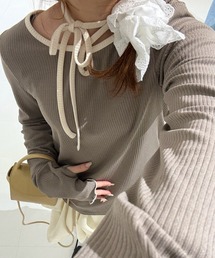 idem | bi color choker long sleeve tops / バイカラーチョーカーロングスリーブトップス(Tシャツ/カットソー)