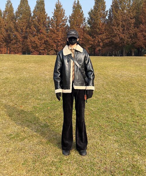 BLACK MOMENT（ブラックモーメント）の「B-3エビエーター2ウェイムートン[ブラック/ベージュ]（ムートンコート・メンズ・ブラック・SMALL/MEDIUM/LARGE）」の5枚目の写真