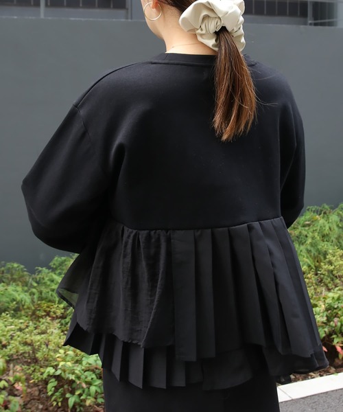 Brown&Street(ブラウンアンドストリート)の「プリーツレイヤードぺプラム(スウェット・レディース・ブラック/オフホワイト・FREE)」の22枚目の写真