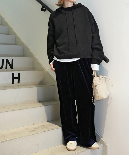 Deuxieme Classe(ドゥーズィエムクラス)の「Chic Velor パンツ(スラックス・レディース・ネイビー/ボルドー・34/36/38)」の3枚目の写真