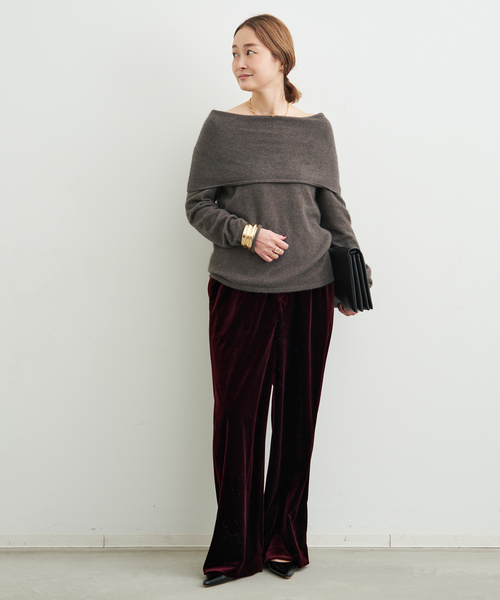 Deuxieme Classe(ドゥーズィエムクラス)の「Chic Velor パンツ(スラックス・レディース・ネイビー/ボルドー・34/36/38)」の4枚目の写真