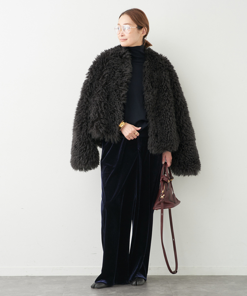 Deuxieme Classe(ドゥーズィエムクラス)の「Chic Velor パンツ(スラックス・レディース・ネイビー/ボルドー・34/36/38)」の9枚目の写真