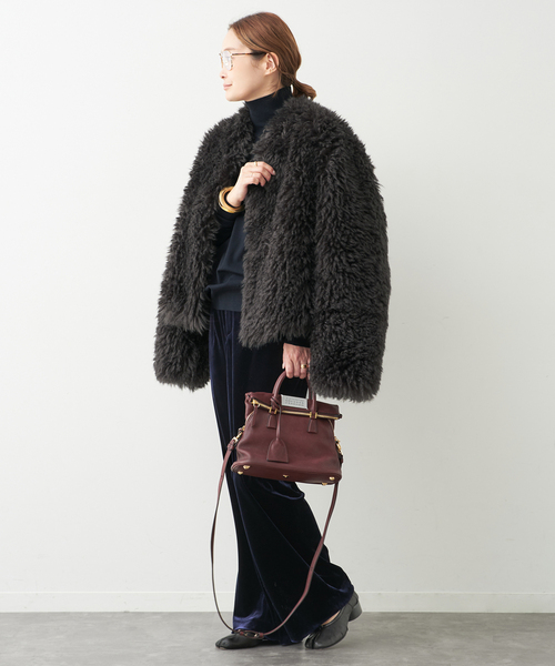 Deuxieme Classe(ドゥーズィエムクラス)の「Chic Velor パンツ(スラックス・レディース・ネイビー/ボルドー・34/36/38)」の10枚目の写真