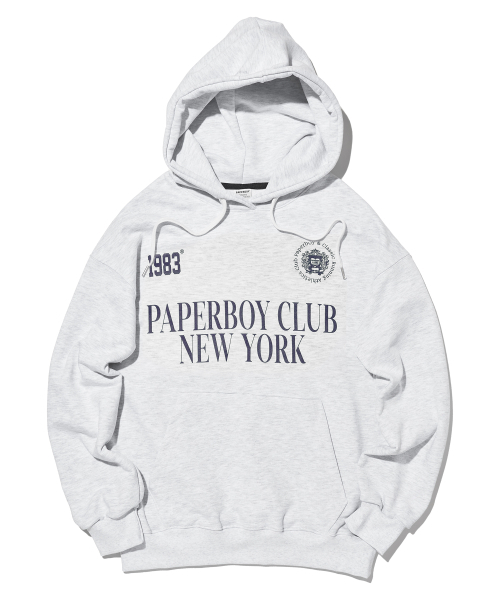 PAPERBOY(ペーパーボーイ)の「スポーツクラブフードパーカー-ホワイトメランジ(パーカー・レディース・その他・LARGE/MEDIUM/SMALL/X-LARGE)」の1枚目の写真