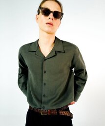 ANOBLIR（アノブリアー）の「ルーズフィットオープンカラーテンセルリネンシャツ[カーキ]（シャツ/ブラウス）」