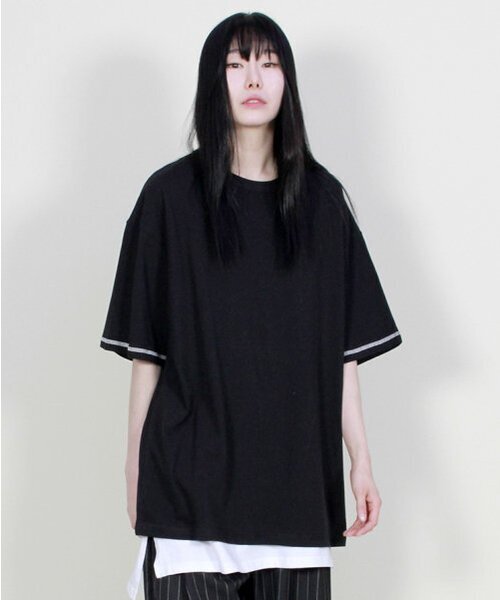 DEMARC(ドゥマーク)の「ボックスフィット半袖ステッチスリーブTシャツブラック(Tシャツ/カットソー・レディース・その他・LARGE/MEDIUM)」の7枚目の写真