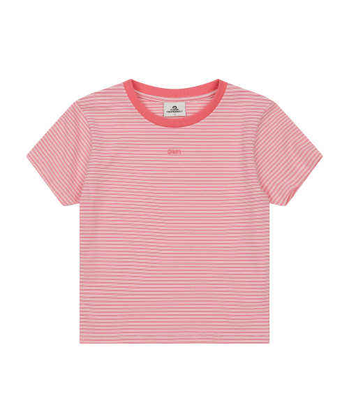 SUNDAY FRUIT MARKET(サンデーフルーツマーケット)の「W) MINI SUN STRIPE TEE PINK(Tシャツ/カットソー・レディース・その他・SMALL/MEDIUM)」の1枚目の写真